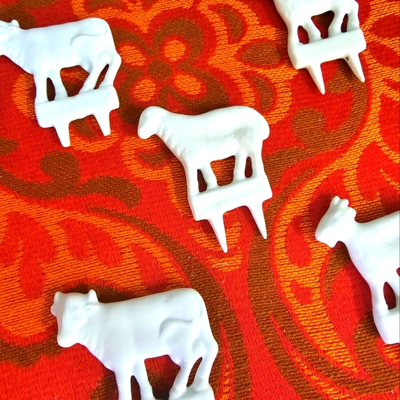 5 Vintage Porcelain Garden Markers Cows, Goats & a Sheep - Picture 2 of 5
